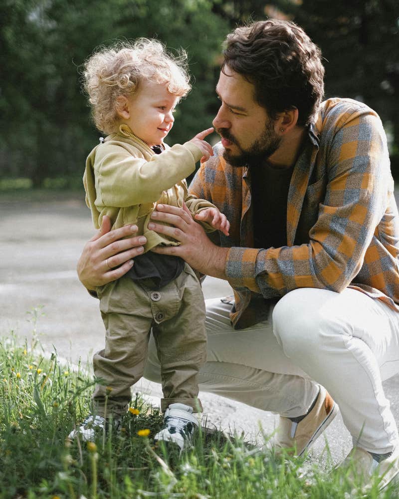 dad and toddler outside 