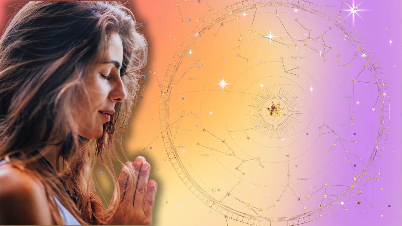 spiritual woman embracing change from the universe