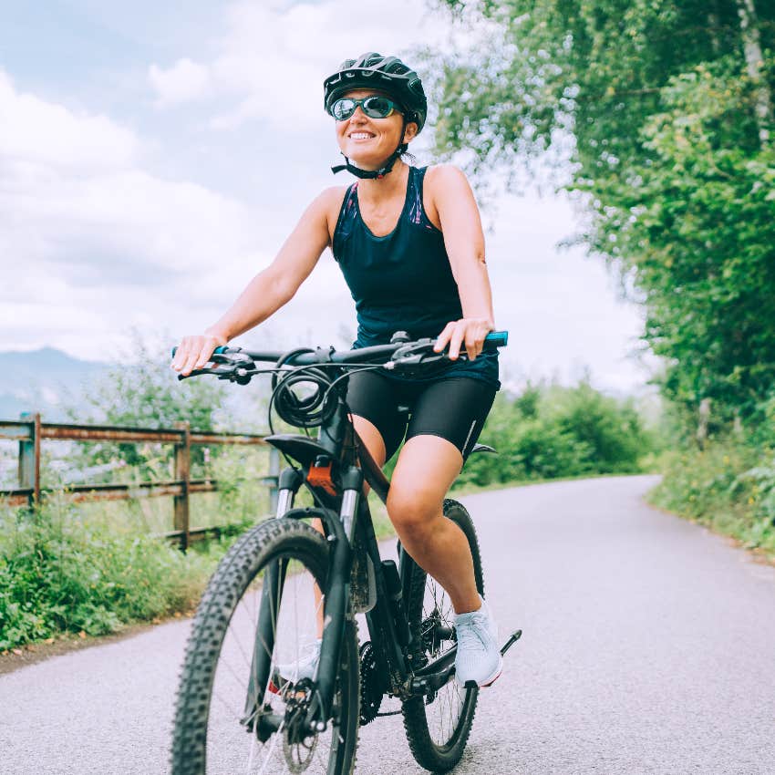 Woman riding a bike