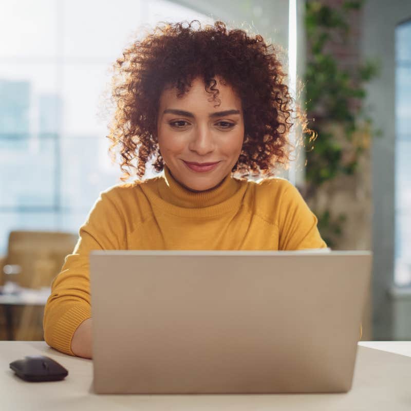 woman working on laptop