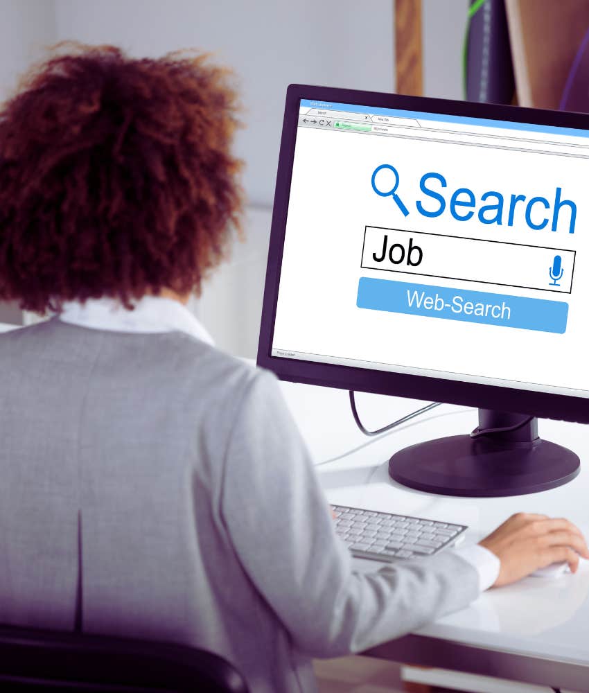 woman looking for a new job online