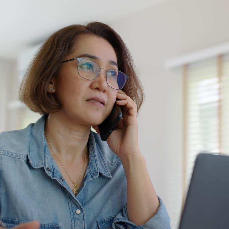 adult woman talking on phone