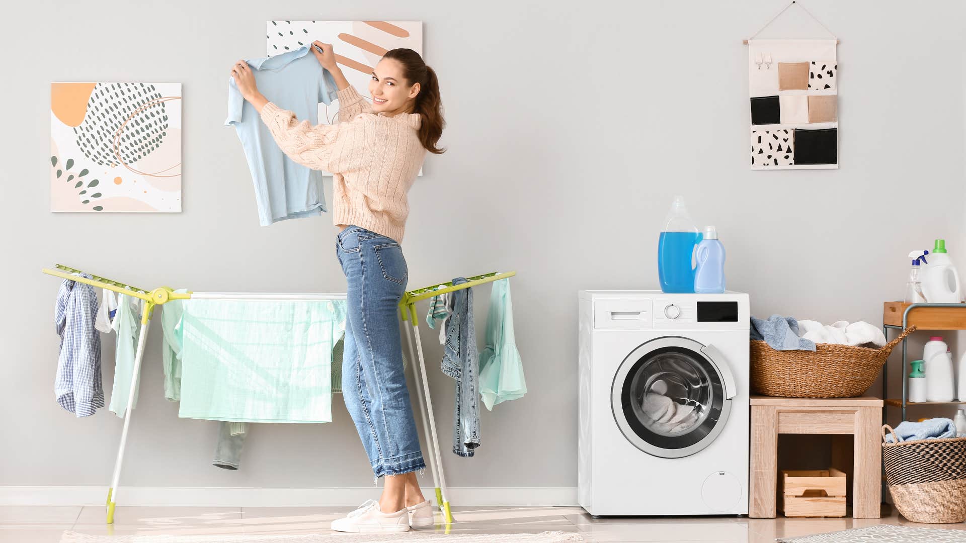 woman doing laundry 