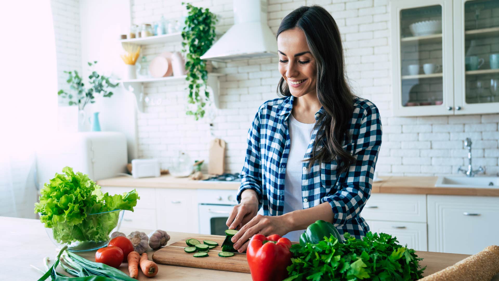 woman cooking in kitchen 