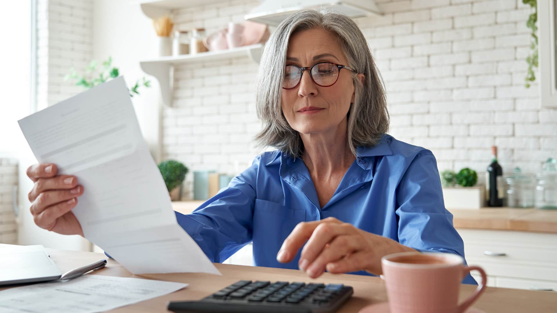 woman going over papers