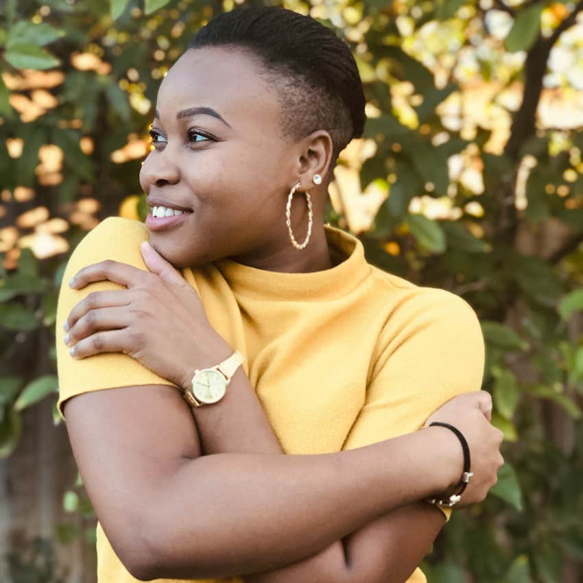 self-confident woman smiling 