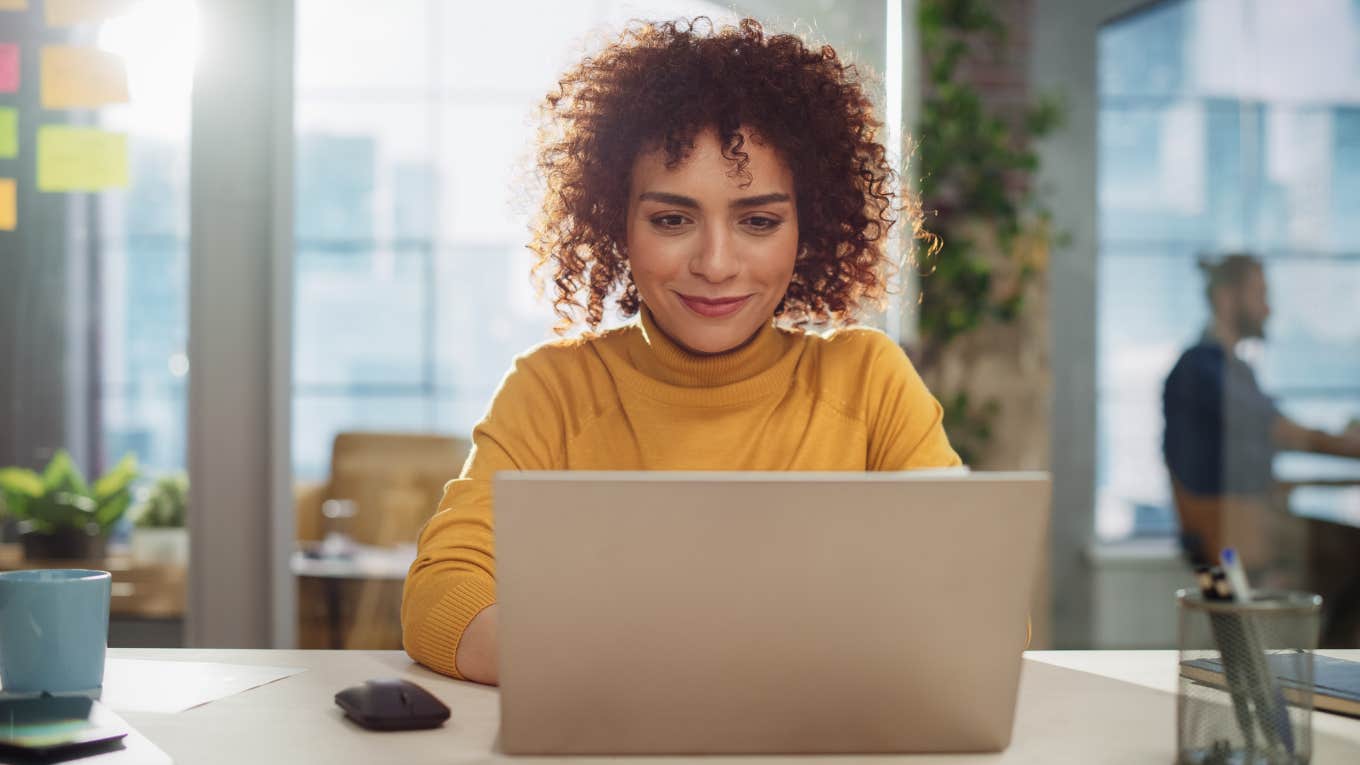 woman working on laptop