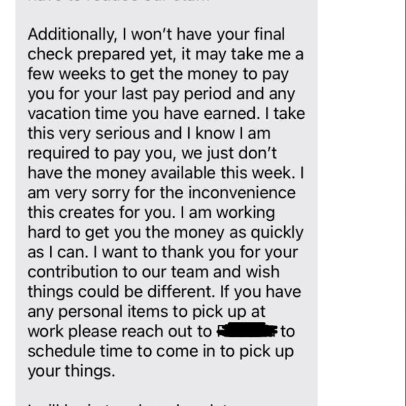 boss firing employee via text