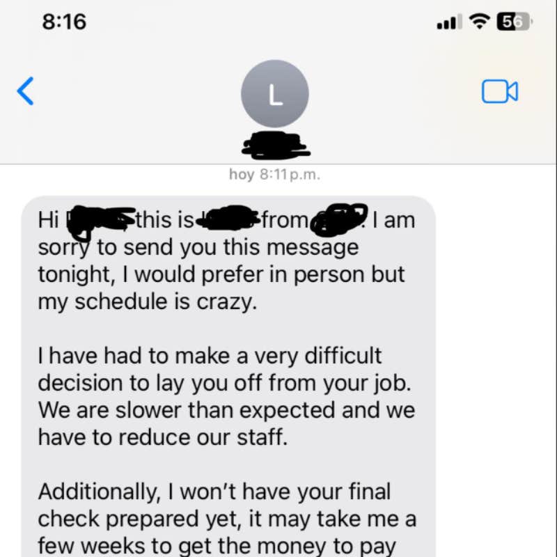 boss firing employee via text