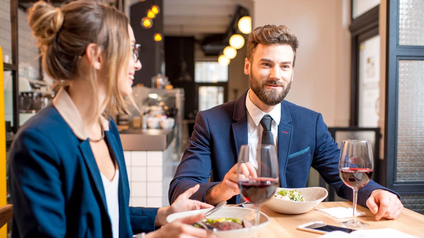 business people eating a meal 