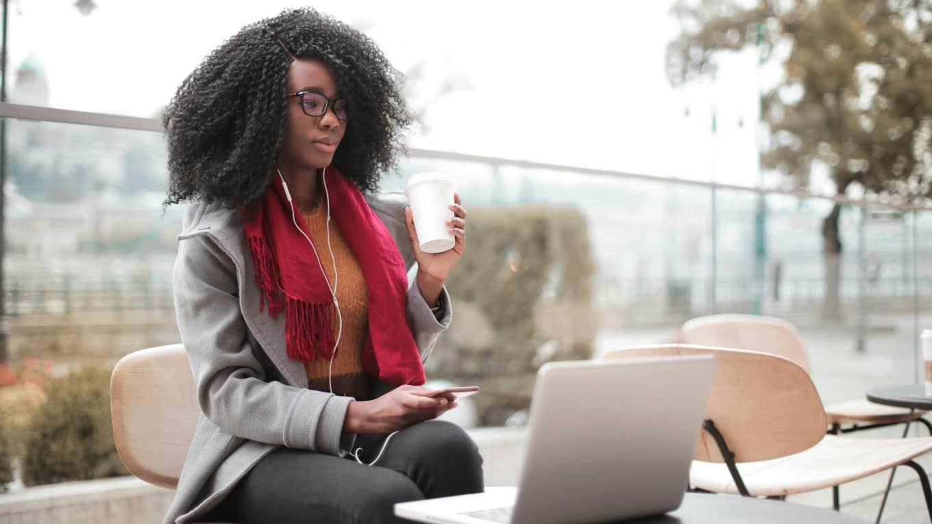 woman working on laptop