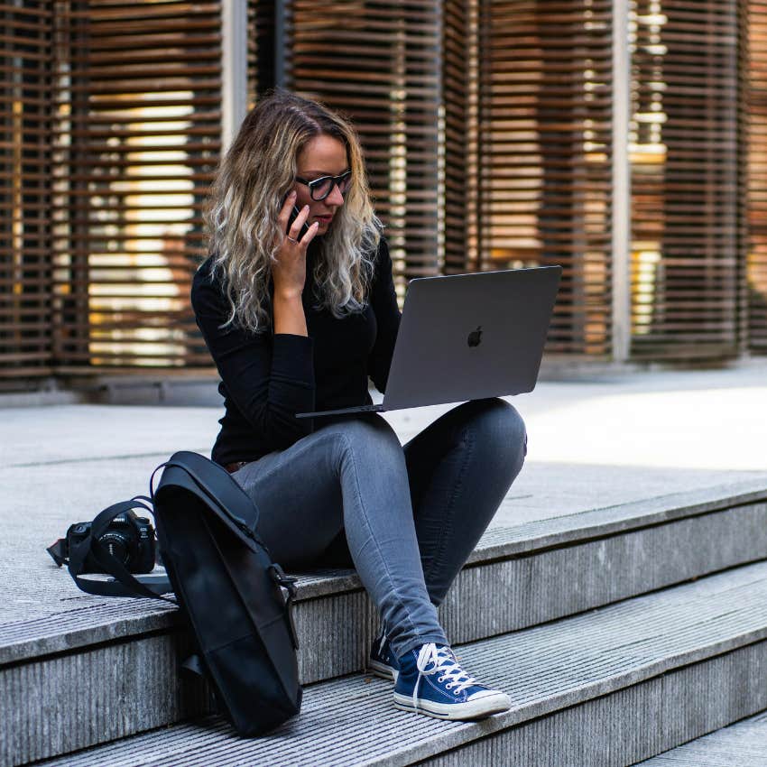 woman working on laptop