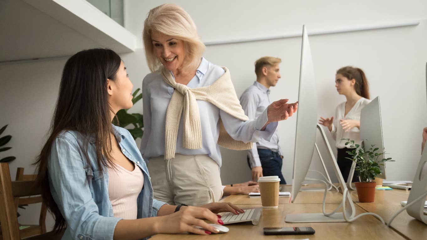 Great boss talking to employee