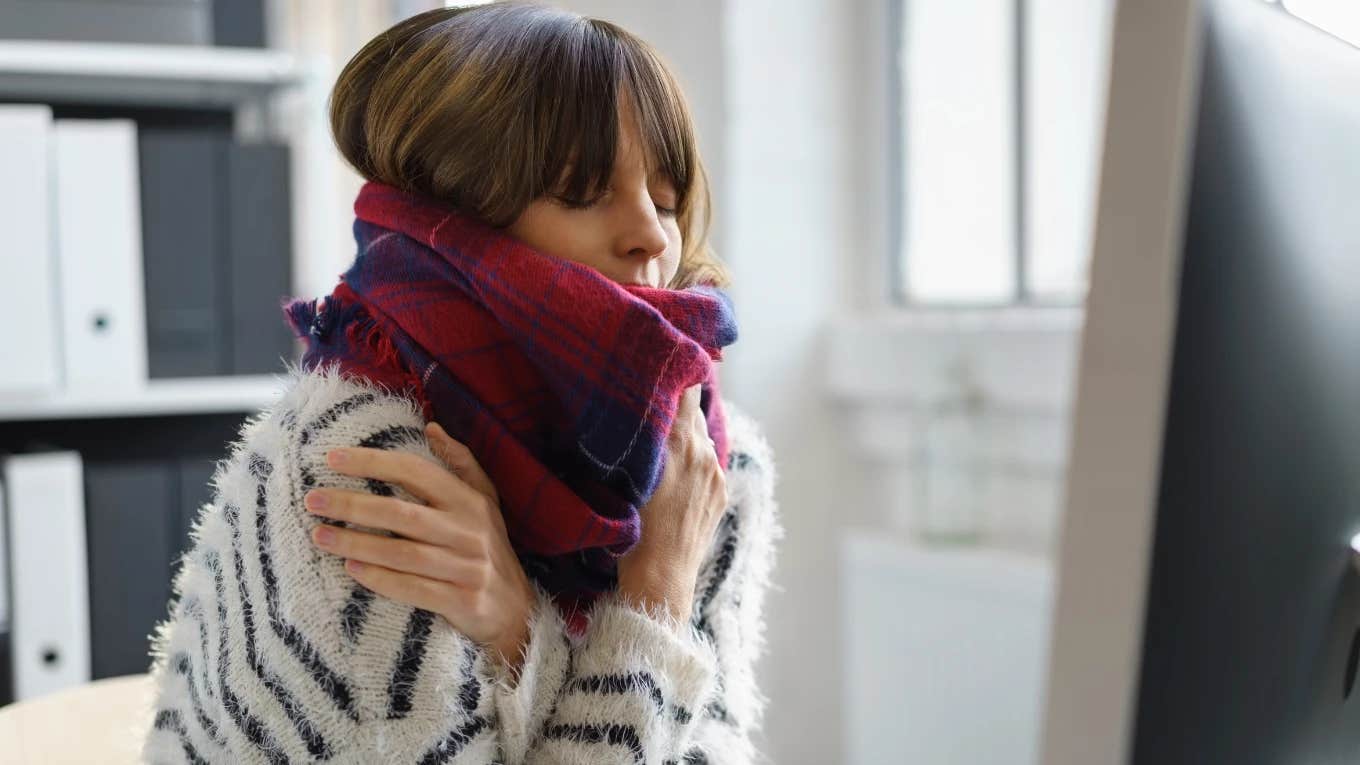 corporate woman in cold office building