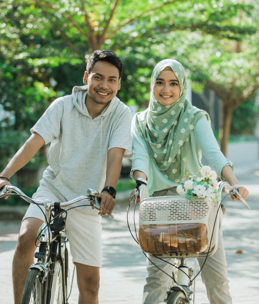 couple on a bike ride together