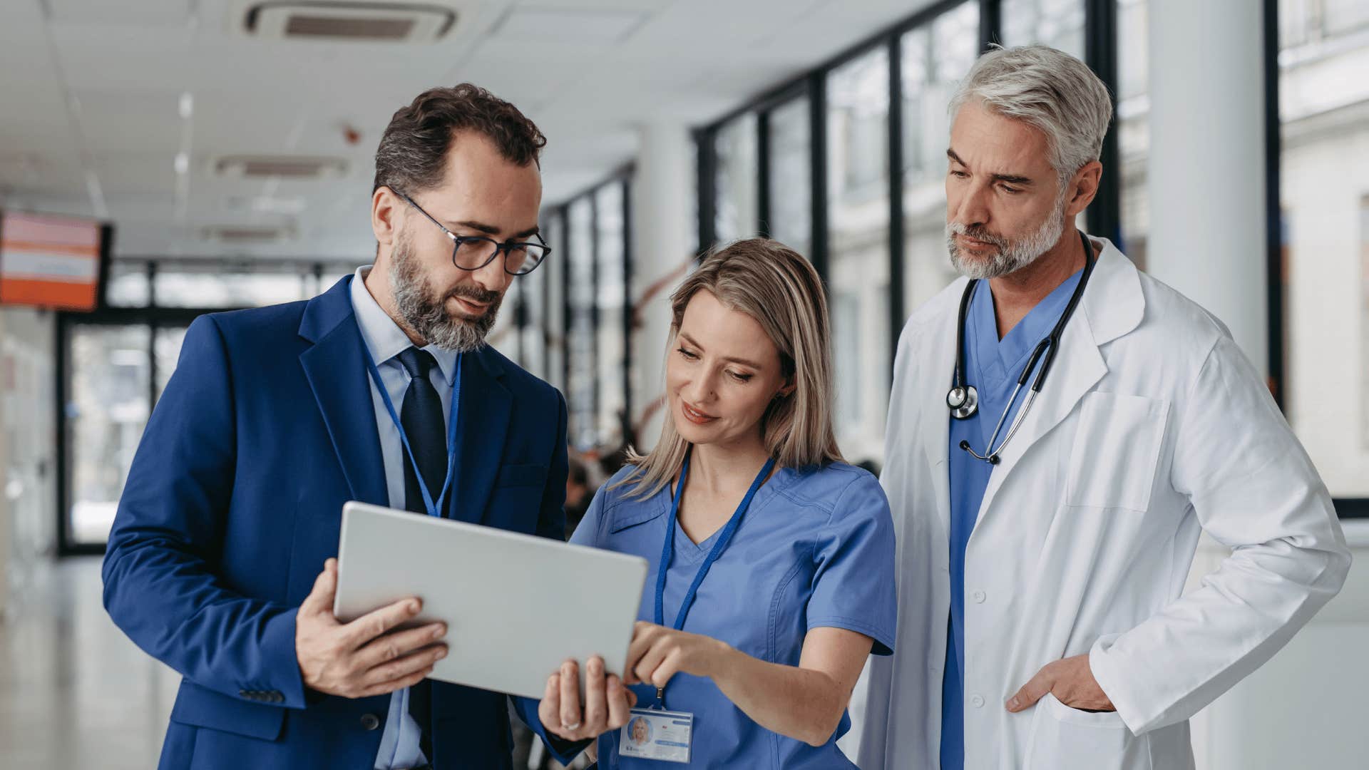 medical professionals looking at document