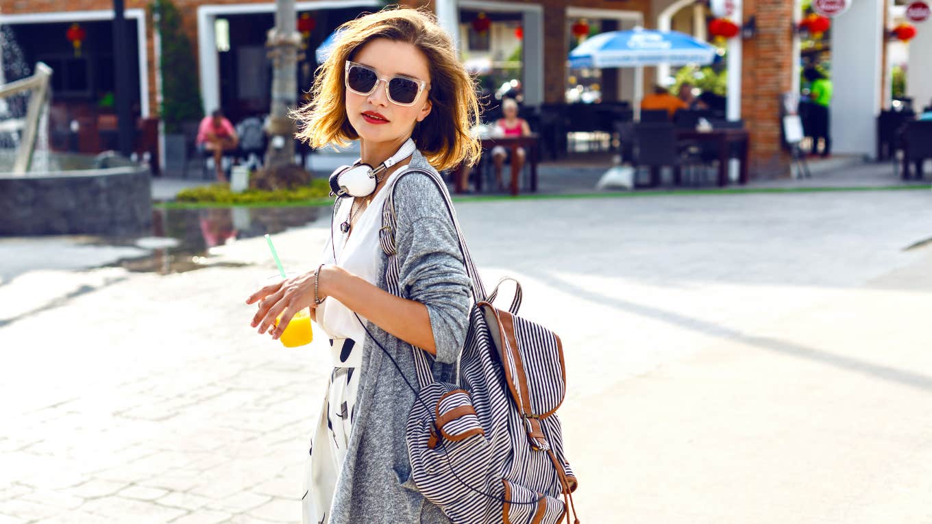 woman wearing a backpack