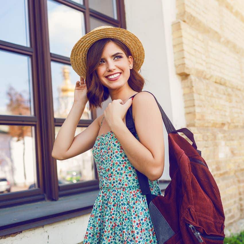 woman wearing a backpack