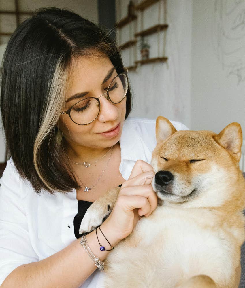 woman with a dog