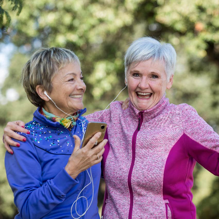 Elderly women having fun