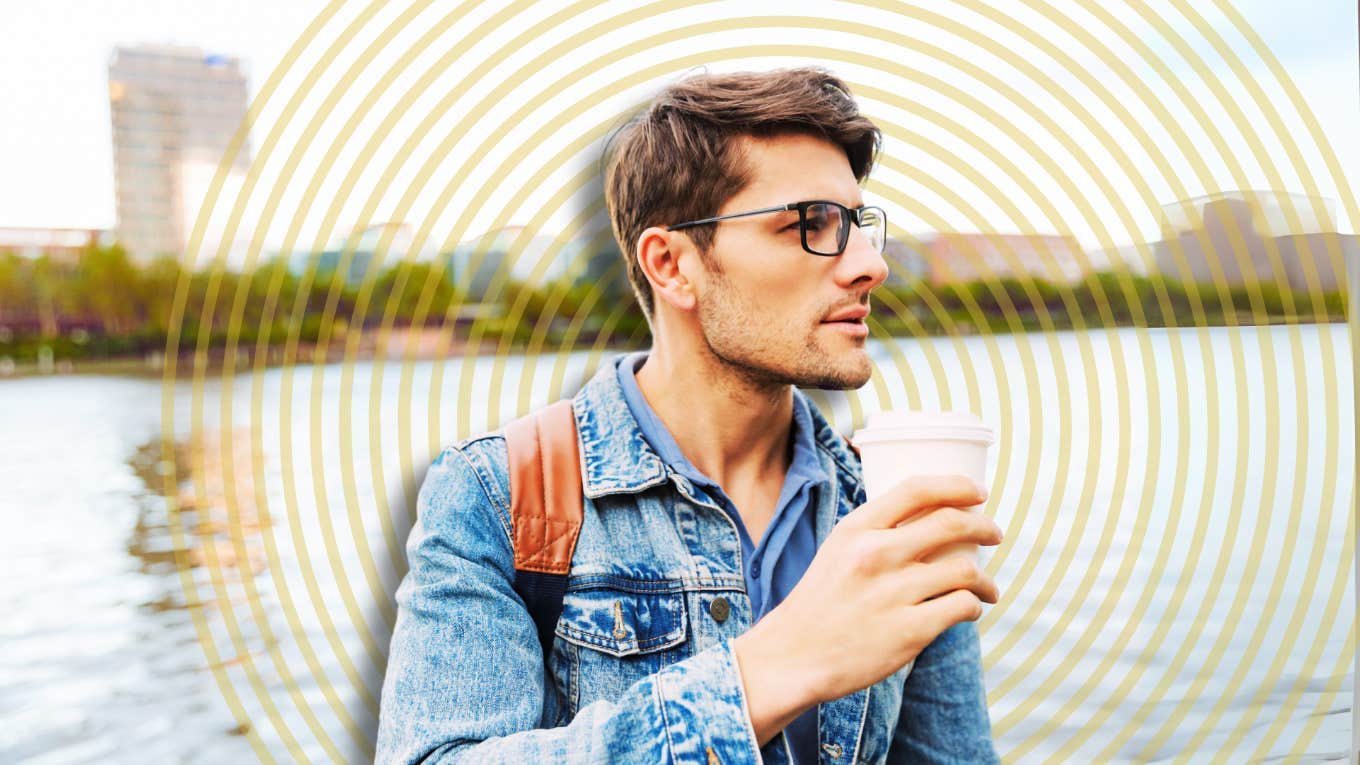 Man drinking coffee has habits that make him attractively magnetic.