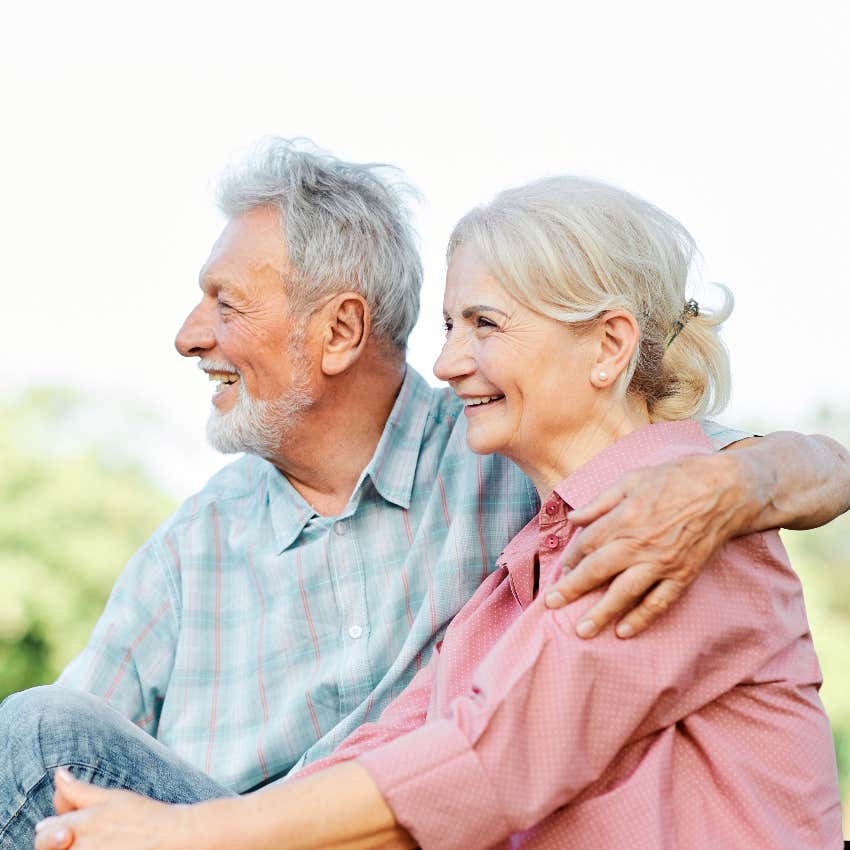 Happy elderly couple with no regrets