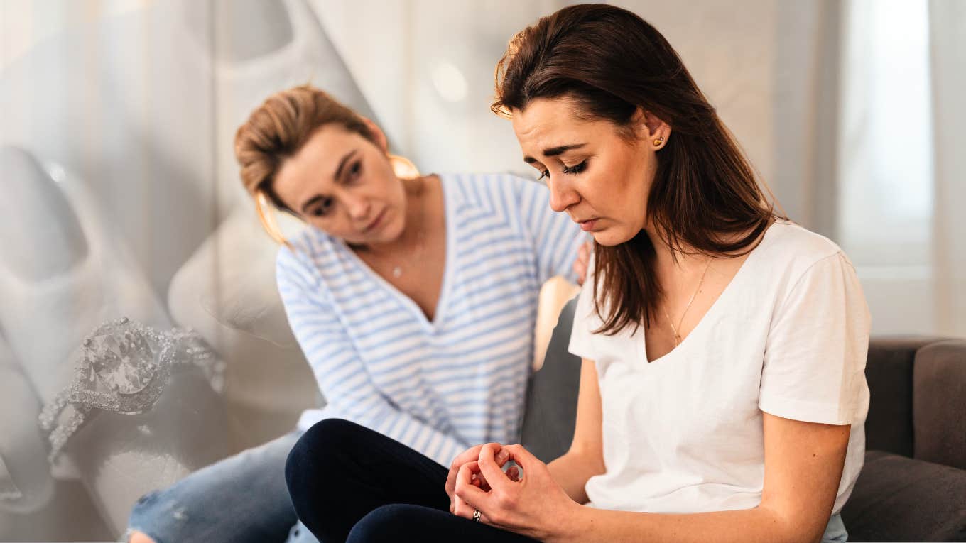 Friend comforting another friend, it's easier to stay married