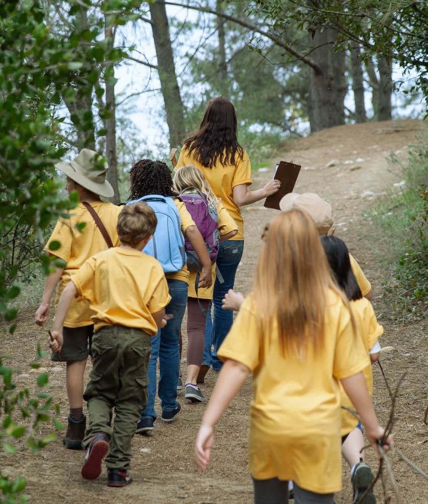 kids hiking at summer camp