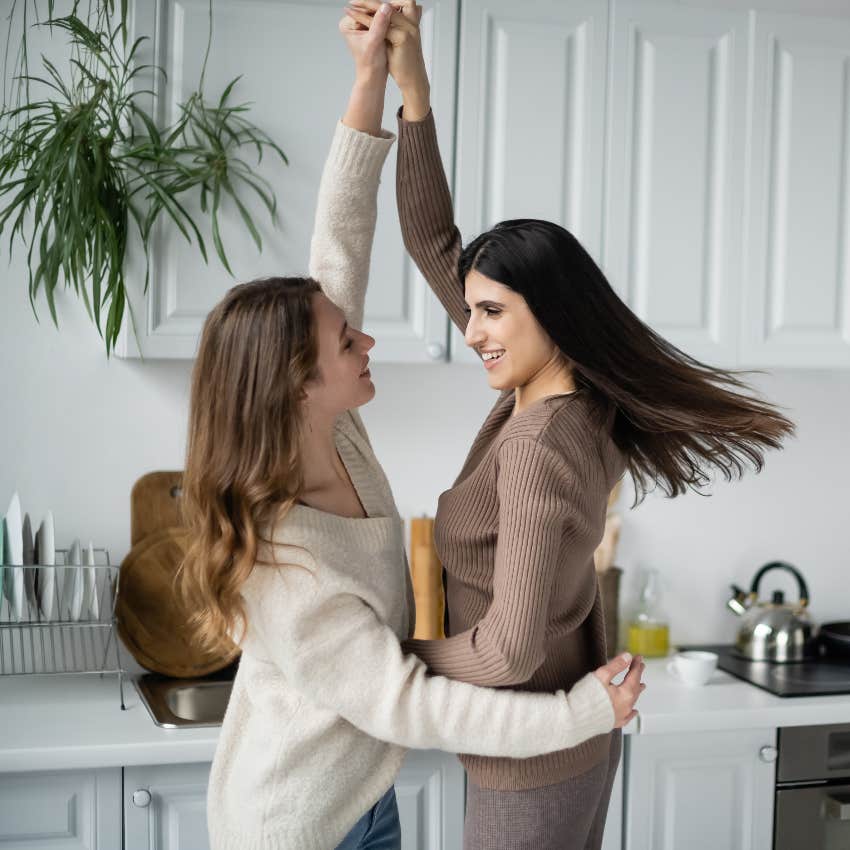 Lesbian couple dancing