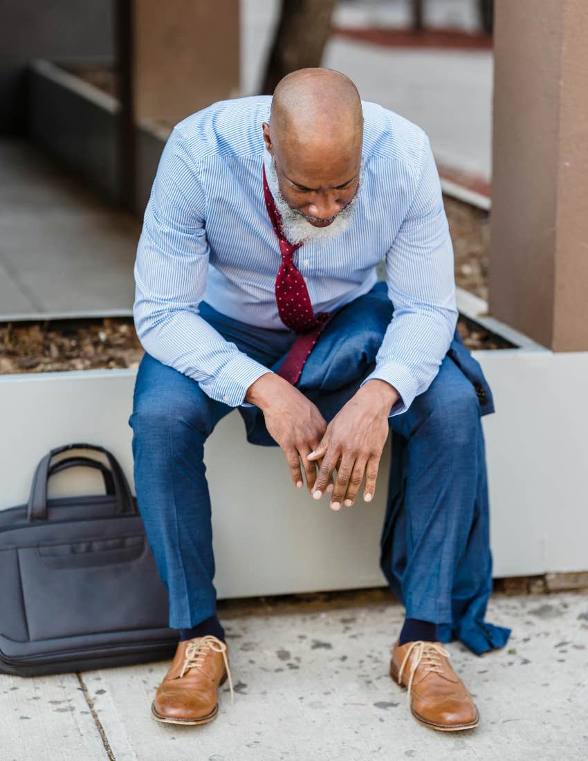 Man stressed from corporate job