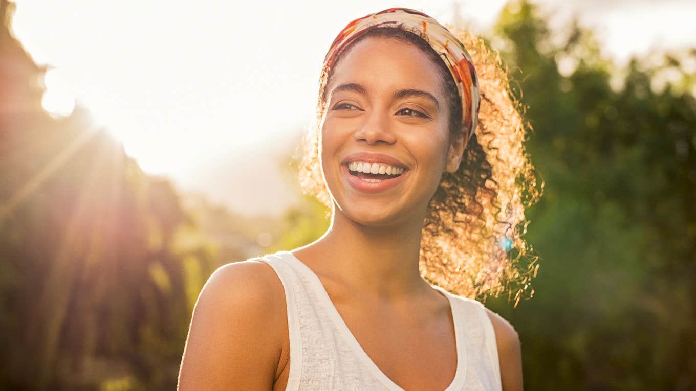 woman helping her mental health and going outside