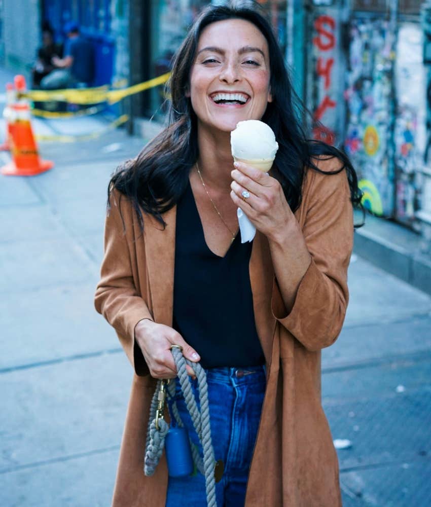 woman eating ice cream 