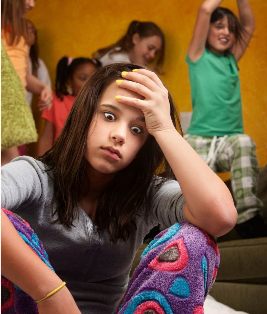 overwhelmed teen babysitter struggles to gain control over kids