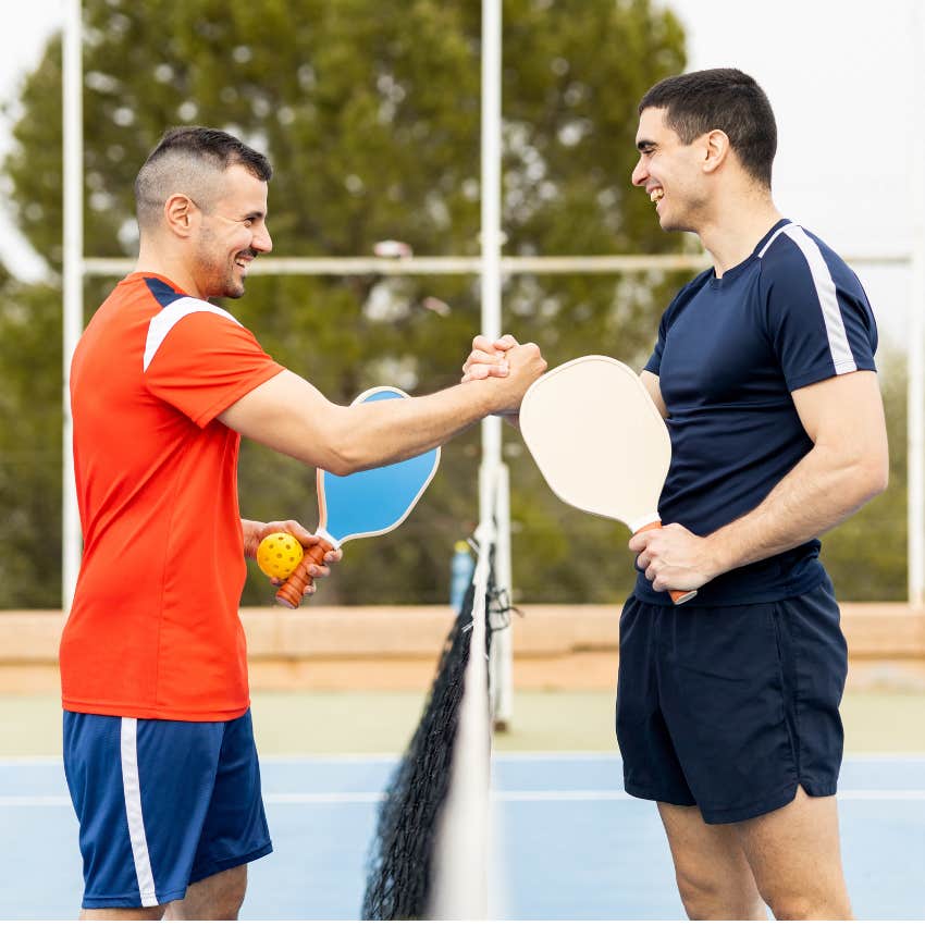 Pickleball business executives at the court.