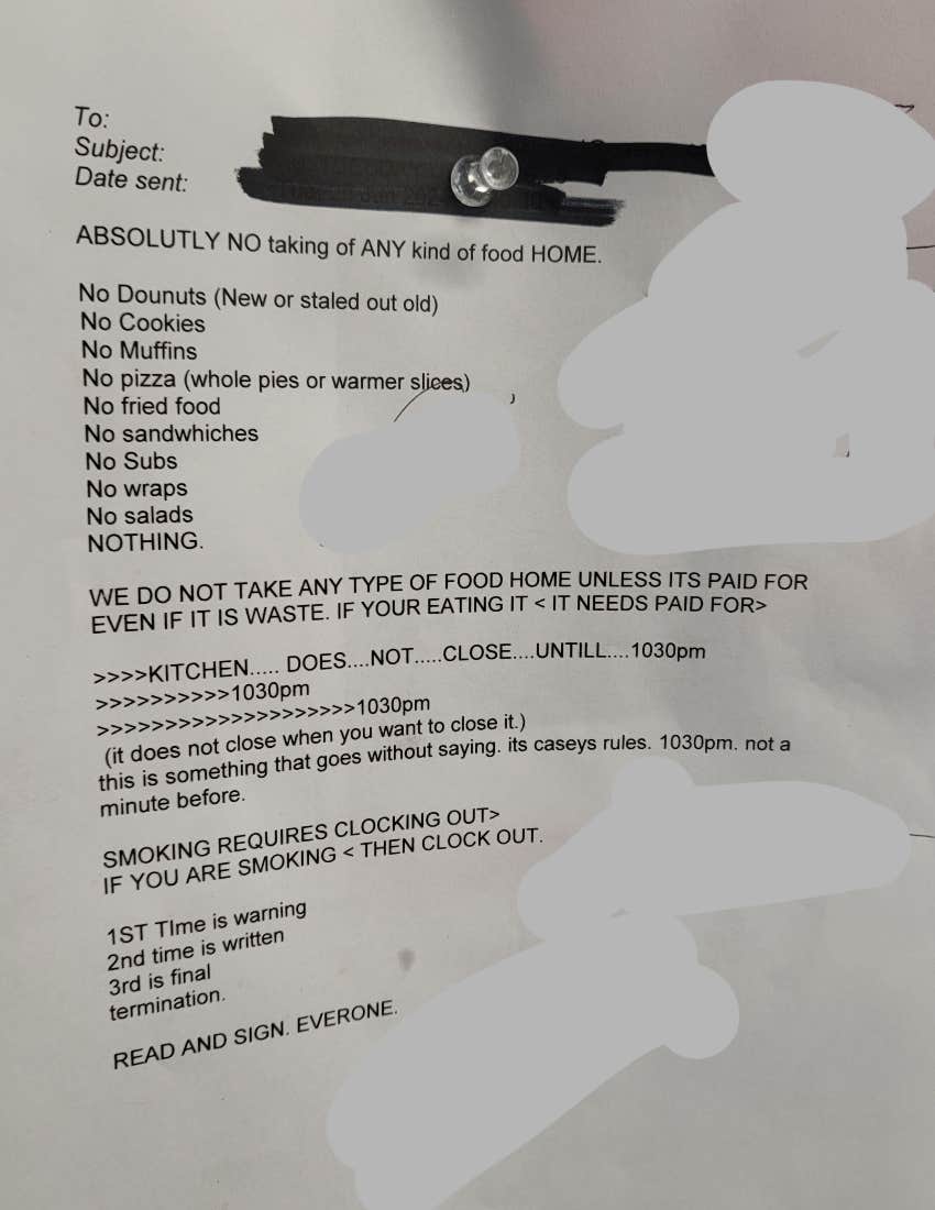 Picture of eatery policy