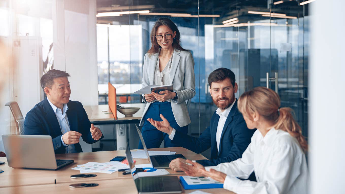  group of business people partners during a team meeting in the modern office