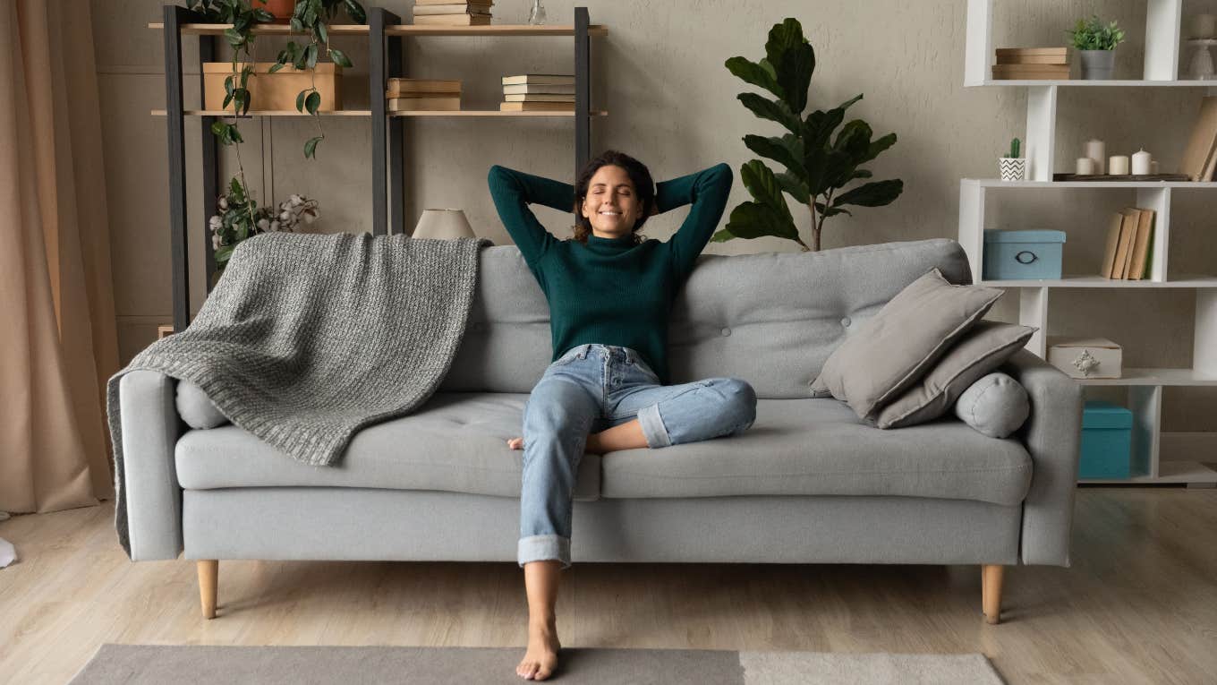 woman sitting on couch 