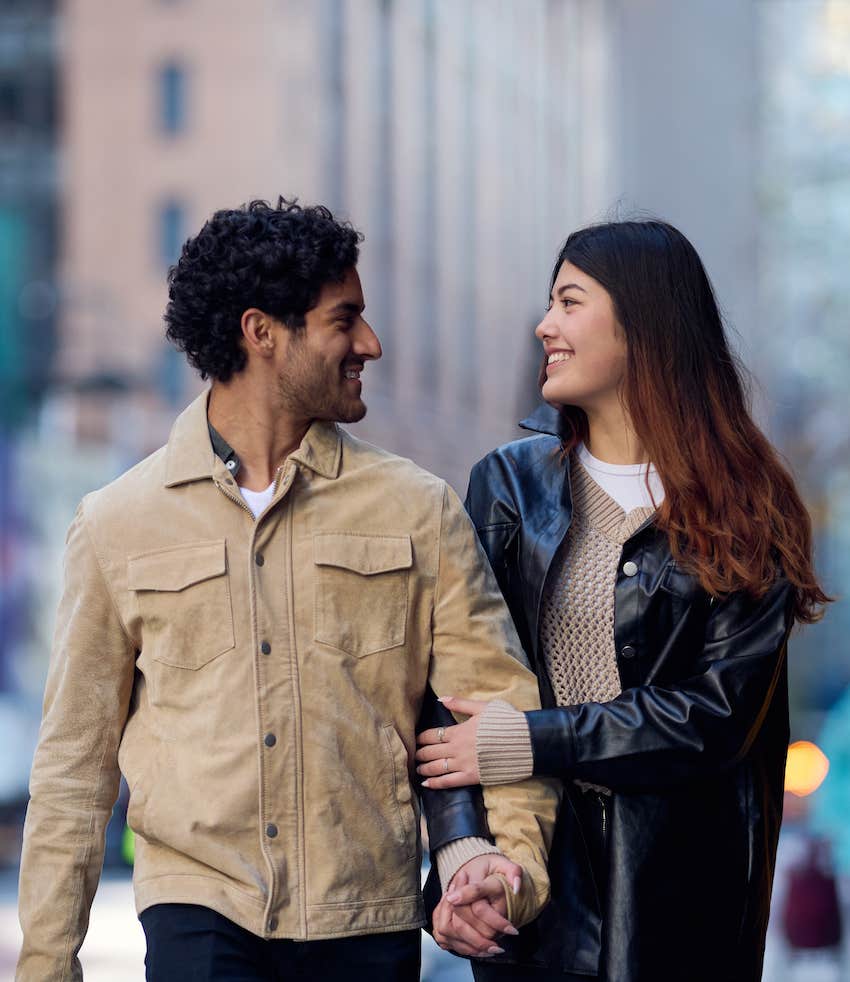 They look in each others eyes while walking and know they have a life-long partner