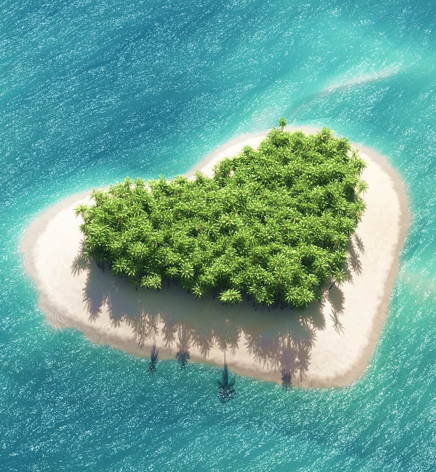 Heart shaped island representing understanding in moments of conflict