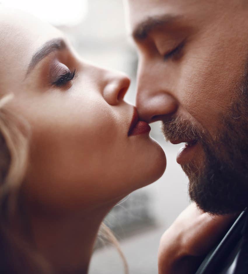 She kisses his nose during an expert make-out