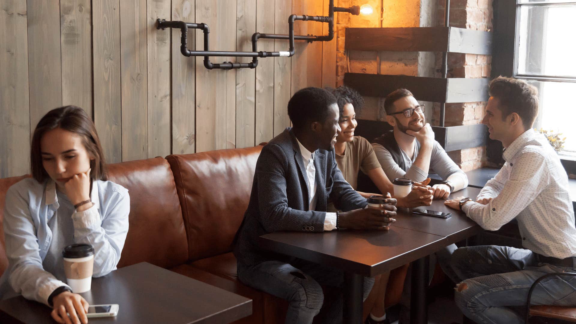 woman drinking coffee all alone