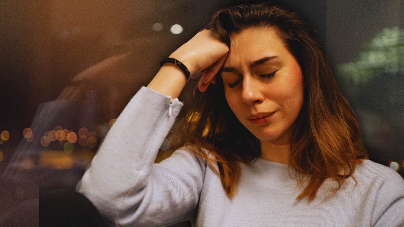 Woman is crying because she notices the signs her relationship has no future.