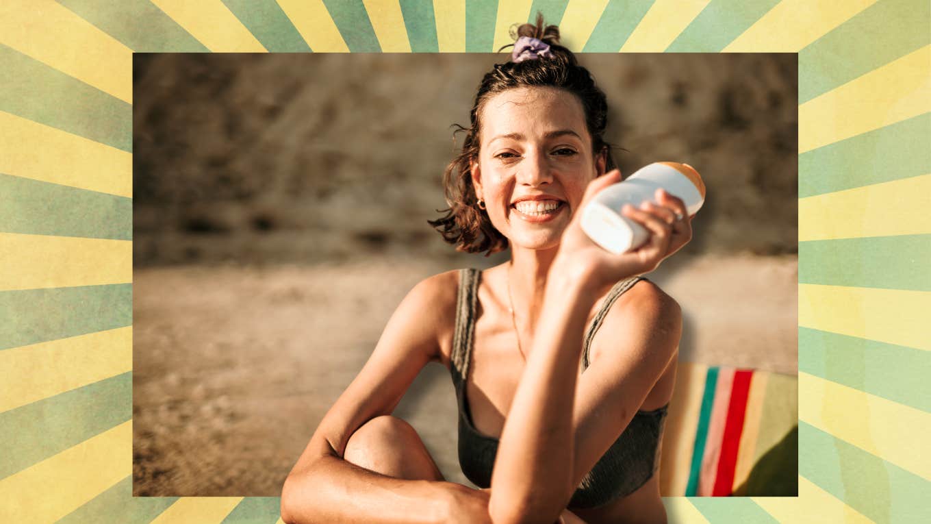 Woman getting outside in some sun, making her happy 