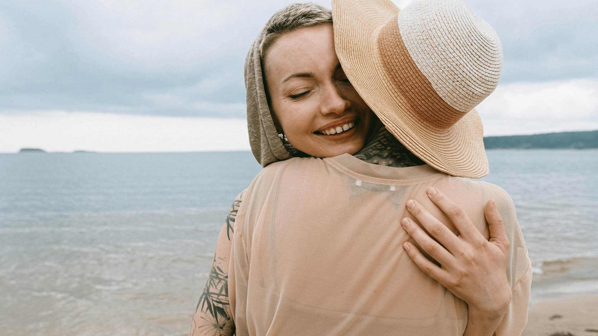 woman hugging friend with gratitude