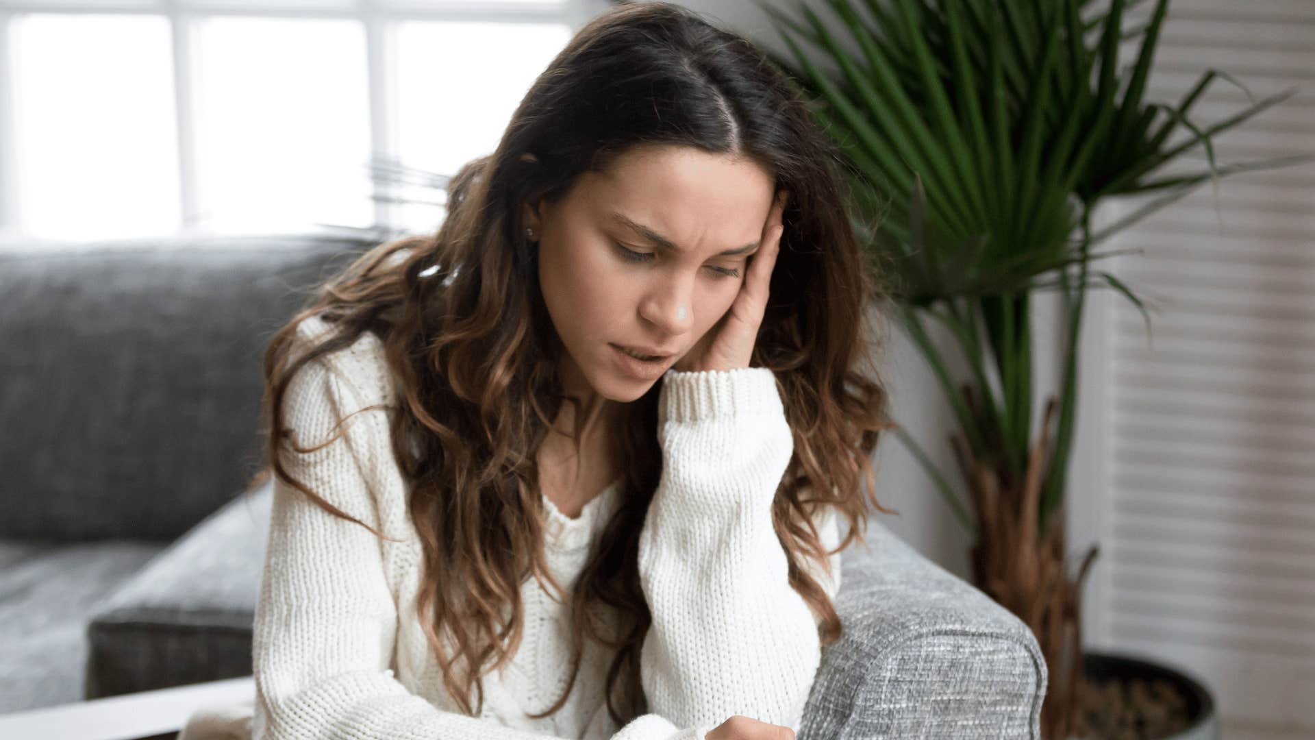 woman making excuses about why she can't be around people