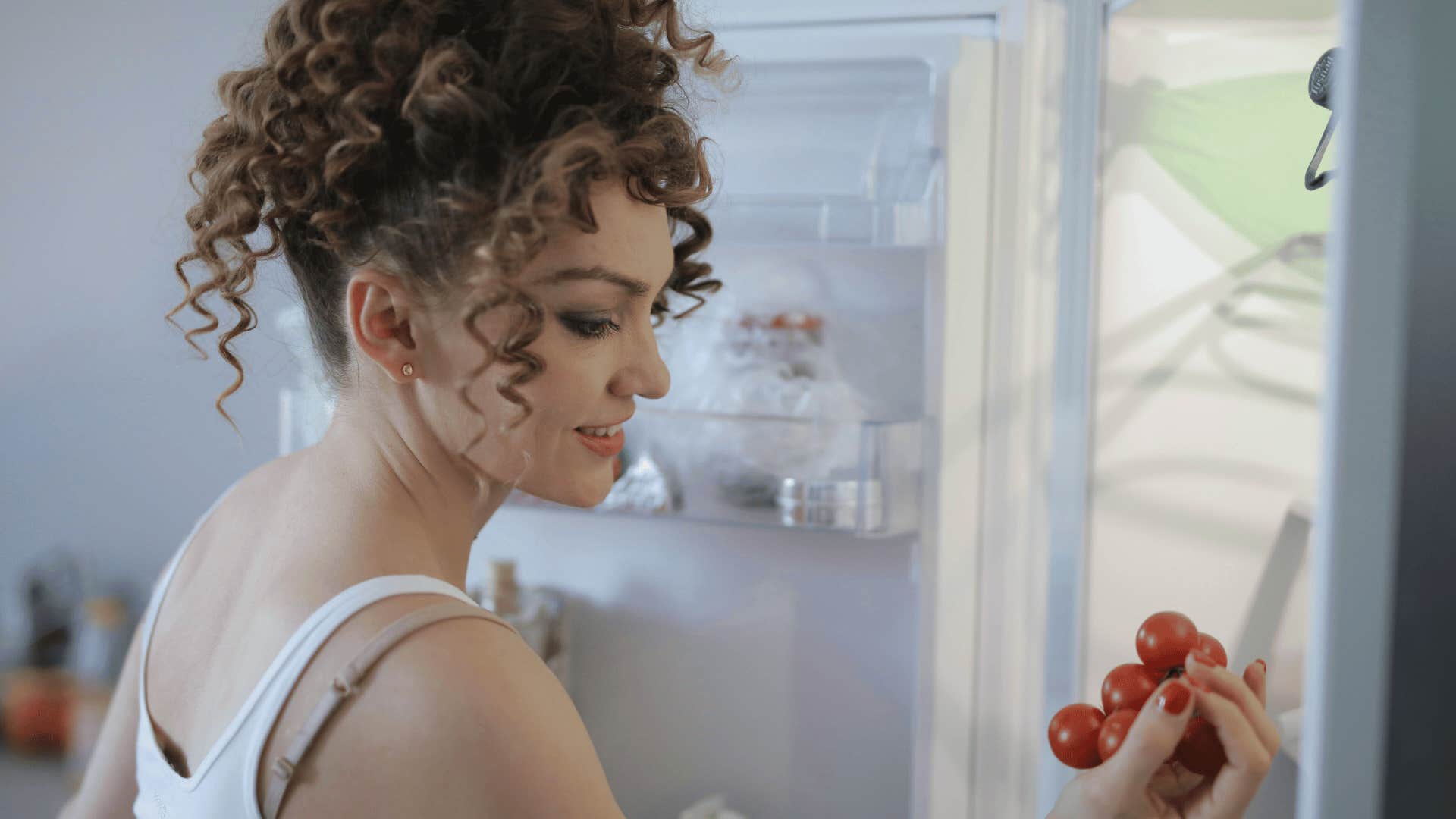 woman in her refrigerator