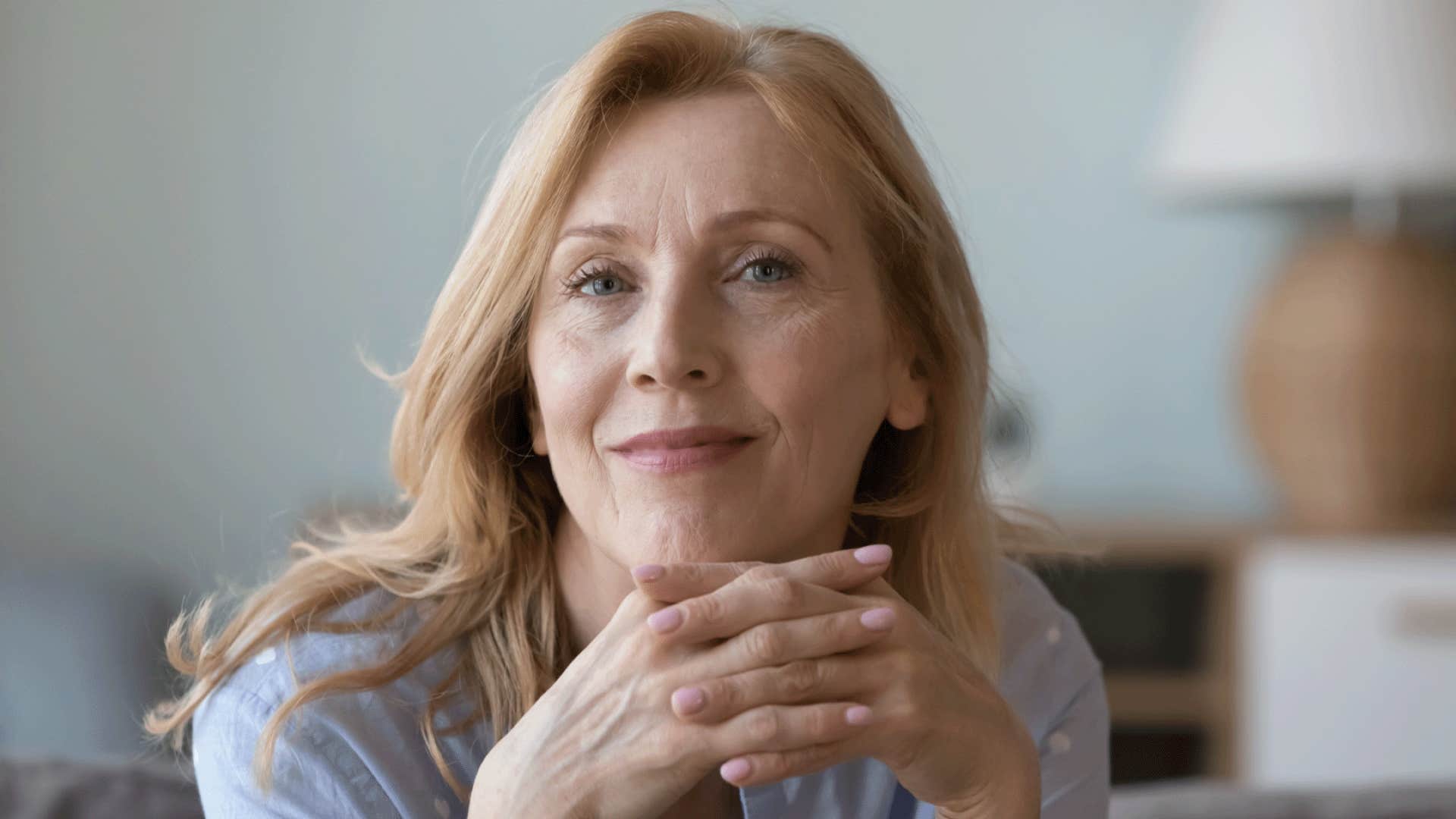 older woman looking patient and intelligent without saying a word