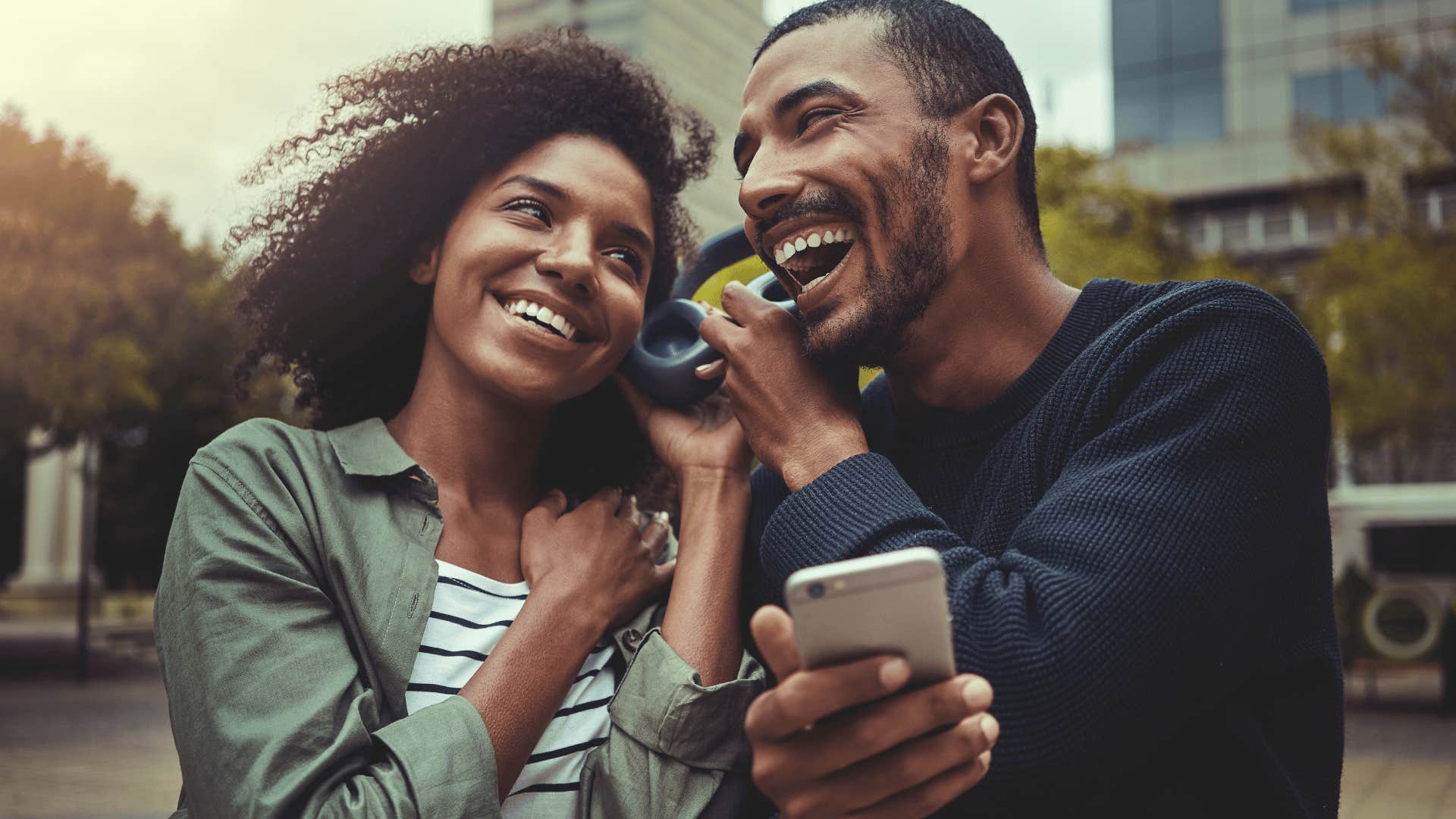 intelligent couple listening to music being open minded