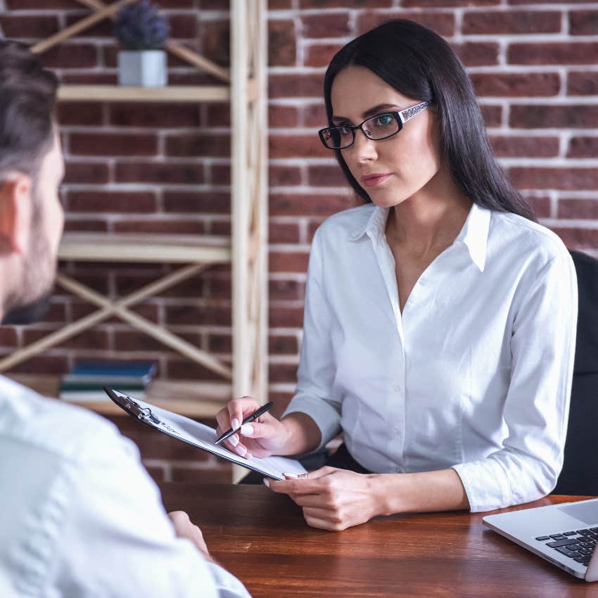 Woman conducting job interview