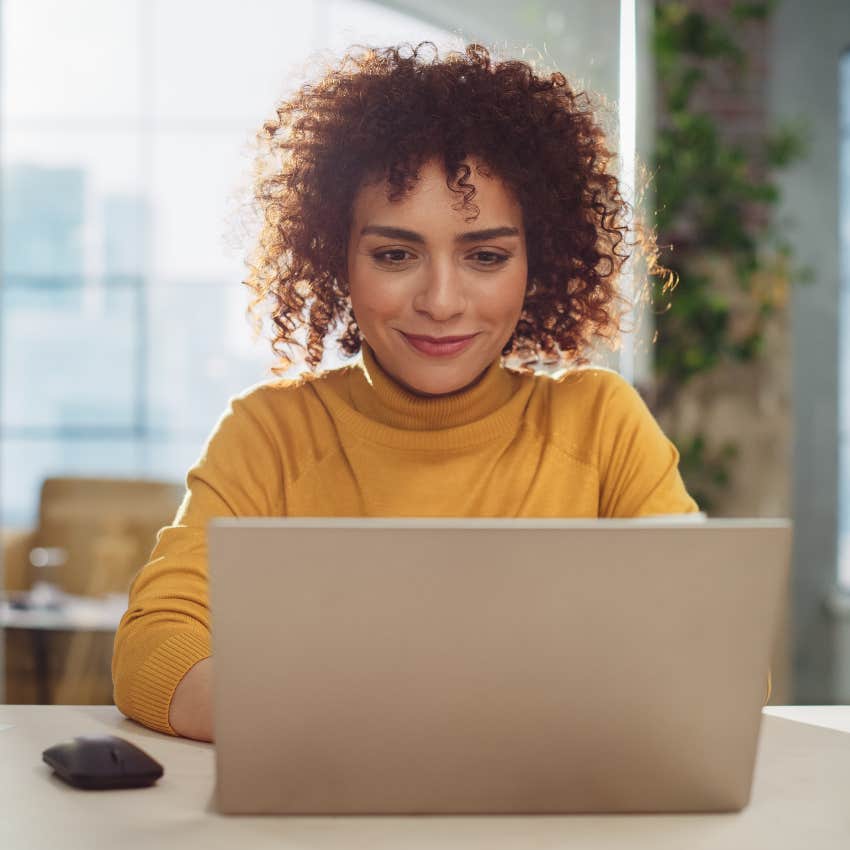 woman working on computer